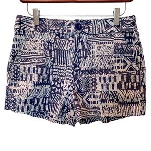 TORI RICHARD Women’s High Waist Geometric Print Shorts Blue & White Size 6